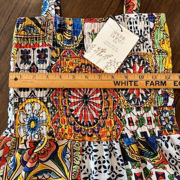 NWT Spighe Di Lino Italy linen blend multi colour patterned dress size small - Picture 12 of 16